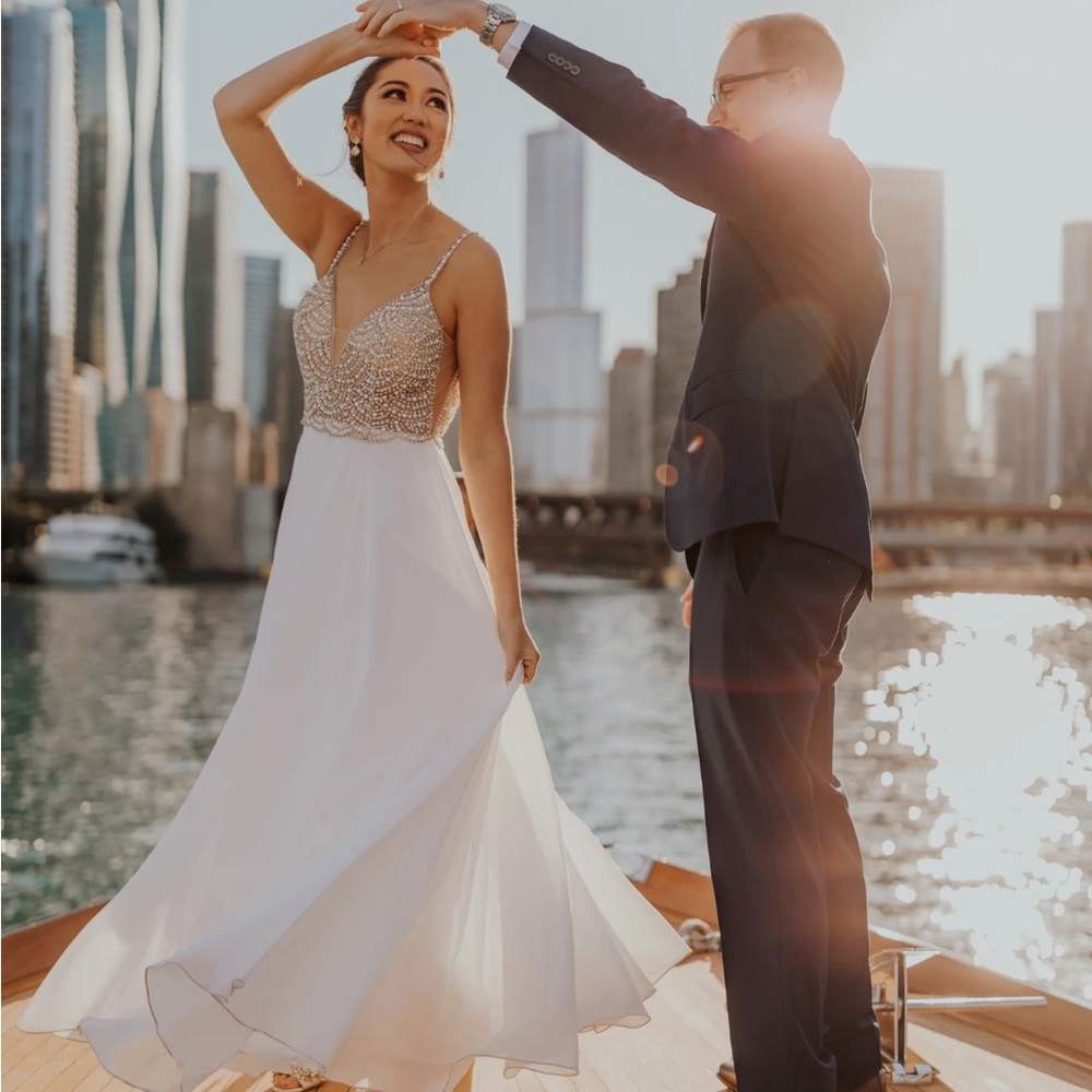 Lulus True Love White Beaded Rhinestone Maxi Dress